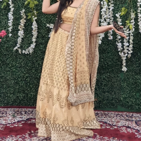 Printed Lehanga with dupatta | Lemon Color - Picture 3 of 4